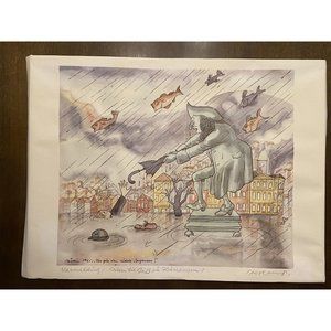 Andun Hetland watercolor print Autumn 1981: There Goes the Last Bergenser
